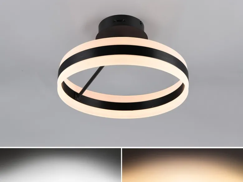 LED Deckenleuchte DIOS dimmbar, Lichttemperatur einstellbar, Schwarz Ø 40cm