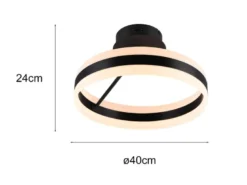 LED Deckenleuchte DIOS dimmbar, Lichttemperatur einstellbar, Schwarz Ø 40cm