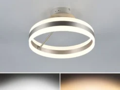 LED Deckenleuchte DIOS dimmbar, Lichttemperatur einstellbar, Silber Ø 40cm