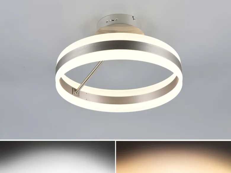 LED Deckenleuchte DIOS dimmbar, Lichttemperatur einstellbar, Silber Ø 40cm