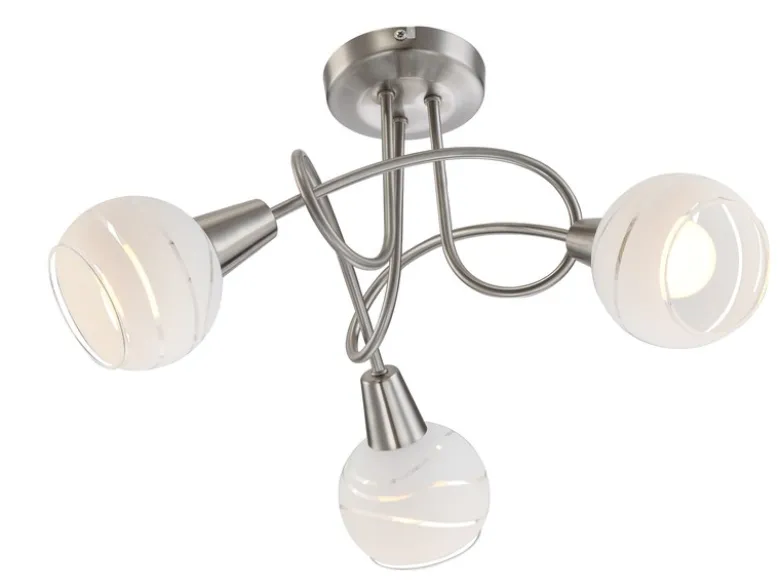LED Deckenleuchte ELLIOTT 3-flammig, Glasschirme satiniert, Ø 39cm