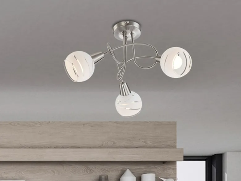 LED Deckenleuchte ELLIOTT 3-flammig, Glasschirme satiniert, Ø 39cm