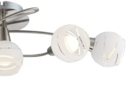 LED Deckenleuchte ELLIOTT 5-flammig, Glasschirme satiniert, Breite 62,4cm