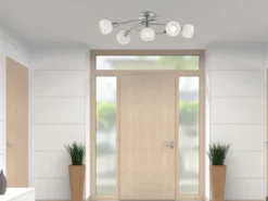 LED Deckenleuchte ELLIOTT 5-flammig, Glasschirme satiniert, Breite 62,4cm