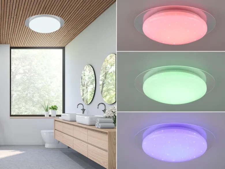 LED Deckenleuchte 2er Set Fernbedienung dimmbar Sternenhimmel Farbwechsel, Ø35cm