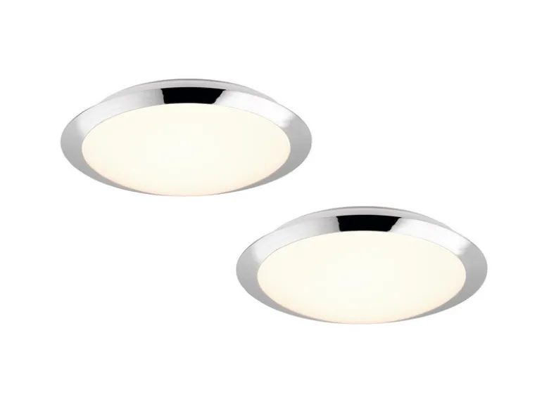 LED Deckenleuchte 2er Set in Chrom IP44 Badlampen, Ø 29cm