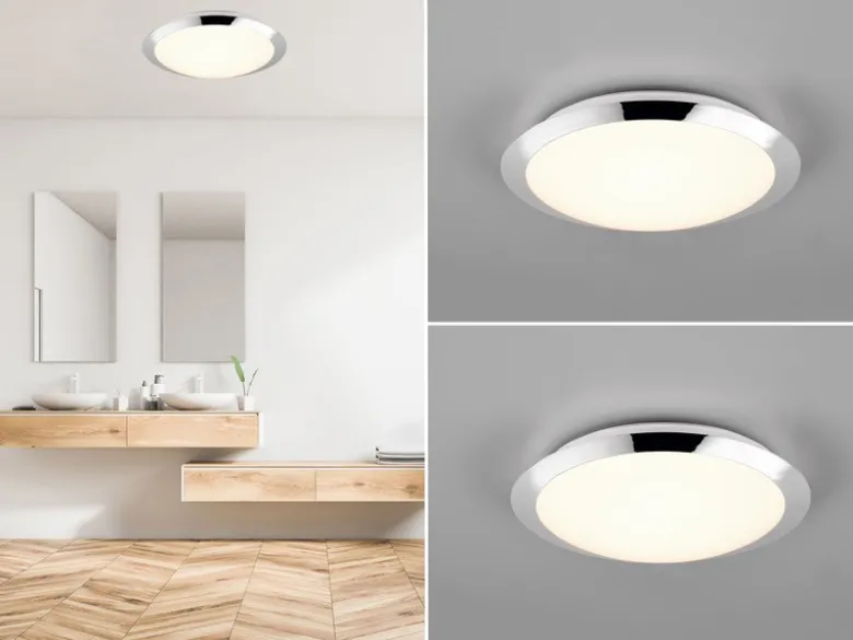 LED Deckenleuchte 2er Set in Chrom IP44 Badlampen, Ø 29cm
