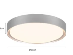 LED Deckenleuchte 2er Set in Grau Titanfarben IP44 Badlampen, Ø 33cm