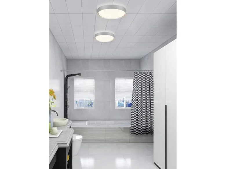 LED Deckenleuchte 2er Set in Grau Titanfarben IP44 Badlampen, Ø 33cm