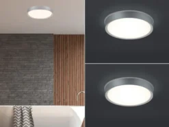 LED Deckenleuchte 2er Set in Grau Titanfarben IP44 Badlampen, Ø 33cm