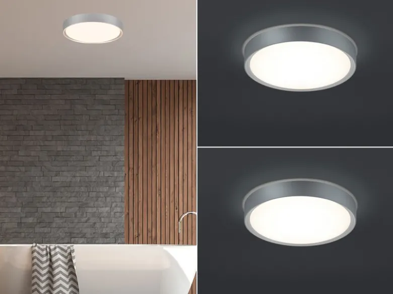LED Deckenleuchte 2er Set in Grau Titanfarben IP44 Badlampen, Ø 33cm