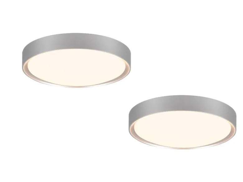 LED Deckenleuchte 2er Set in Grau Titanfarben IP44 Badlampen, Ø 33cm