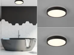 LED Deckenleuchte 2er Set in Schwarz matt IP44 Badlampen, Ø 33cm