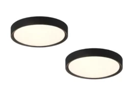 LED Deckenleuchte 2er Set in Schwarz matt IP44 Badlampen, Ø 33cm