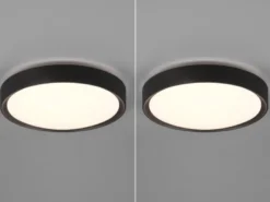 LED Deckenleuchte 2er Set in Schwarz matt IP44 Badlampen, Ø 33cm