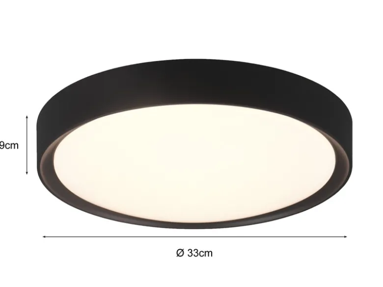 LED Deckenleuchte 2er Set in Schwarz matt IP44 Badlampen, Ø 33cm