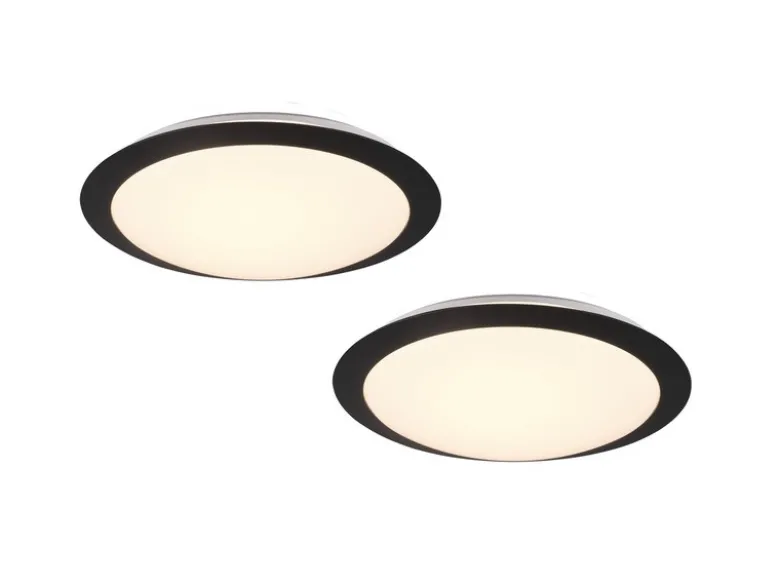 LED Deckenleuchte 2er Set in Schwarz IP44 Badlampen, Ø 29cm