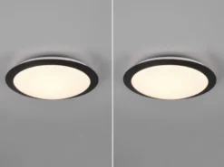 LED Deckenleuchte 2er Set in Schwarz IP44 Badlampen, Ø 29cm