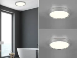 LED Deckenleuchte 2er Set in Silber Chrom IP44 Badlampen, Ø 33cm