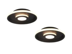 LED Deckenleuchte 2er Set Schwarz matt mit Switch Dimmer IP44, Ø 30cm