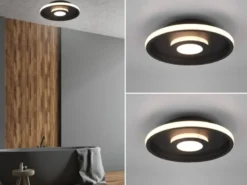 LED Deckenleuchte 2er Set Schwarz matt mit Switch Dimmer IP44, Ø 30cm
