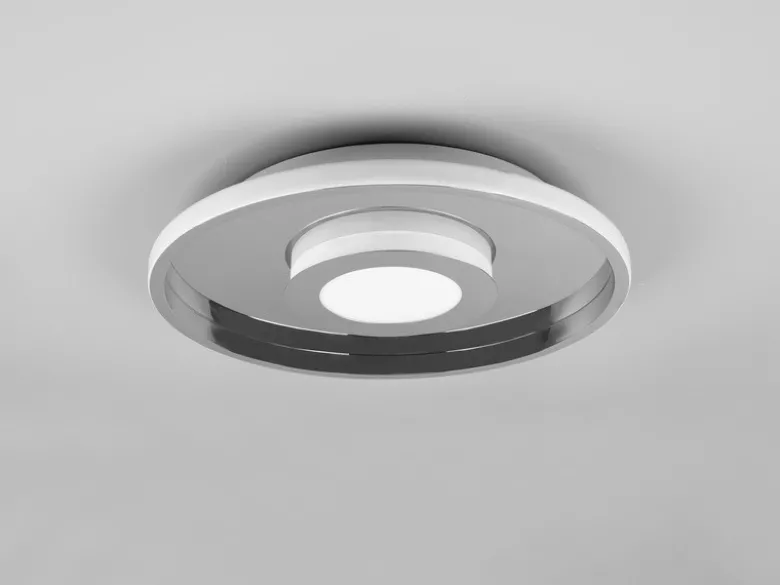 LED Deckenleuchte 2er Set Silber Chrom mit Switch Dimmer IP44, Ø 30cm