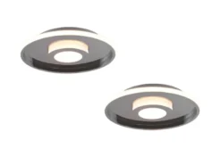 LED Deckenleuchte 2er Set Silber Chrom mit Switch Dimmer IP44, Ø 30cm
