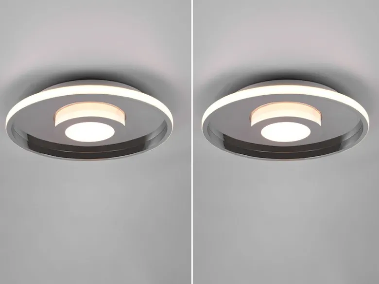 LED Deckenleuchte 2er Set Silber Chrom mit Switch Dimmer IP44, Ø 30cm