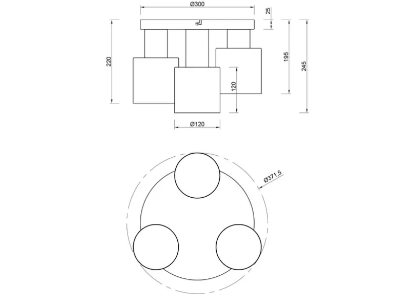 LED Deckenleuchte 3-flammig mit Metall Lampenschirmen bunt, Ø 37cm