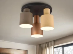 LED Deckenleuchte 3-flammig mit Metall Lampenschirmen bunt, Ø 37cm