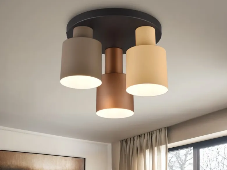 LED Deckenleuchte 3-flammig mit Metall Lampenschirmen bunt, Ø 37cm