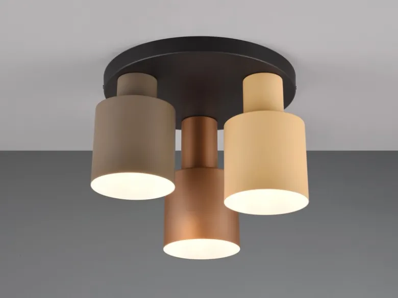 LED Deckenleuchte 3-flammig mit Metall Lampenschirmen bunt, Ø 37cm