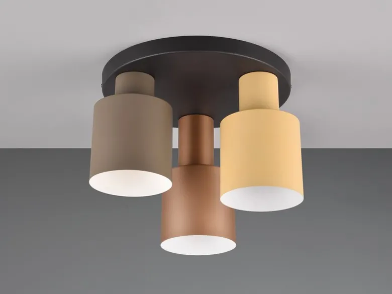 LED Deckenleuchte 3-flammig mit Metall Lampenschirmen bunt, Ø 37cm