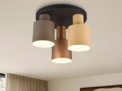 LED Deckenleuchte 3-flammig mit Metall Lampenschirmen bunt, Ø 37cm