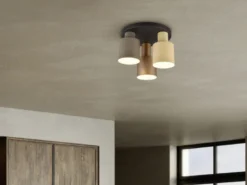LED Deckenleuchte 3-flammig mit Metall Lampenschirmen bunt, Ø 37cm