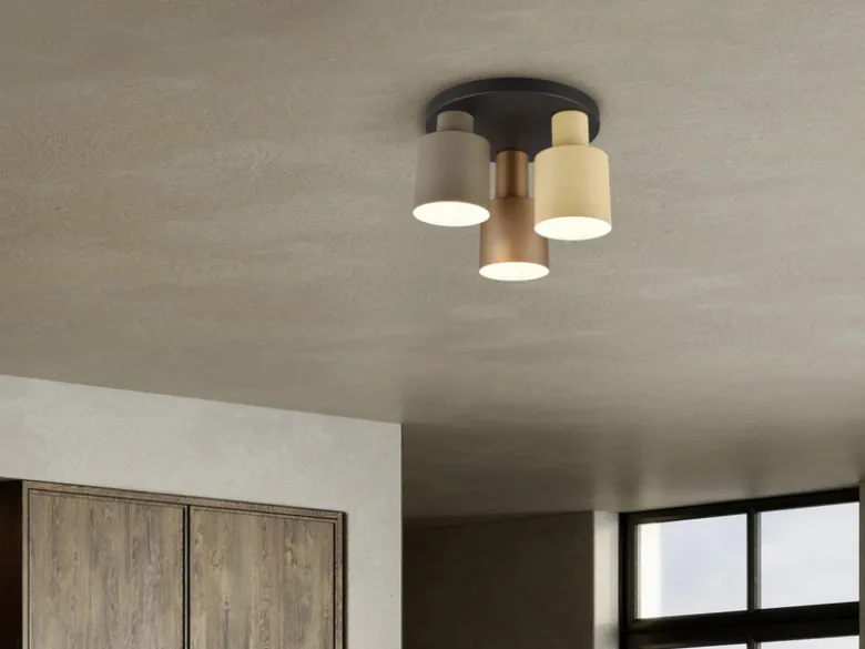 LED Deckenleuchte 3-flammig mit Metall Lampenschirmen bunt, Ø 37cm