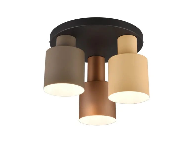 LED Deckenleuchte 3-flammig mit Metall Lampenschirmen bunt, Ø 37cm