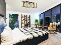 LED Deckenleuchte 3-flammig Schwarz Gold dimmbar über Schalter, Breite 83cm