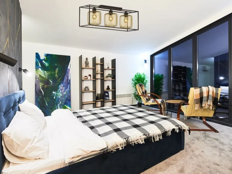 LED Deckenleuchte 3-flammig Schwarz Gold dimmbar über Schalter, Breite 83cm