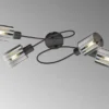 LED Deckenleuchte 4-flammig Schwarz mit Rauchglas, Breite 79cm