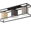 LED Deckenleuchte 3-flammig Stoffschirme Leinen mehrfarbig, Breite 70cm