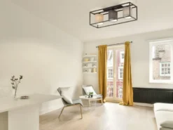 LED Deckenleuchte 3-flammig Stoffschirme Leinen mehrfarbig, Breite 70cm