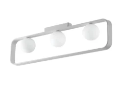 LED Deckenleuchte 3 flammig Weiß mit Glaskugeln Opalweiß, Breite 80cm