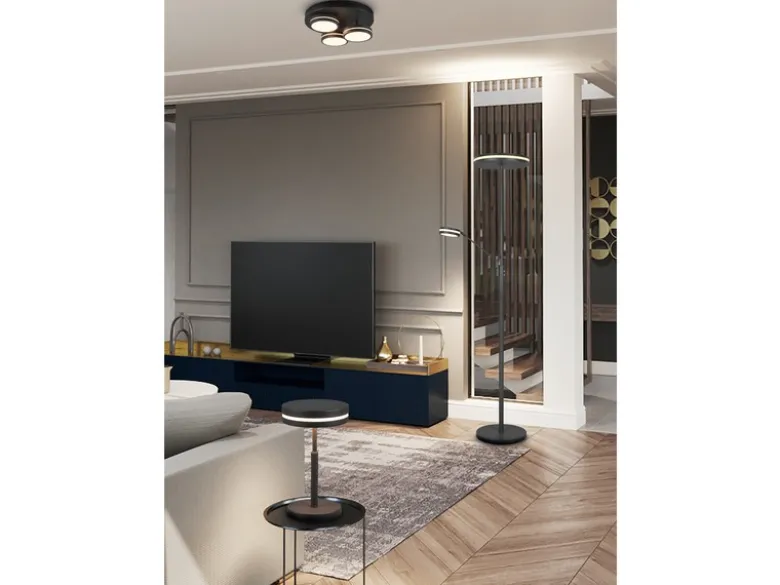 LED Deckenleuchte FRANKLIN 3 flammig Anthrazit mit Stufen Dimmer, Ø 35cm