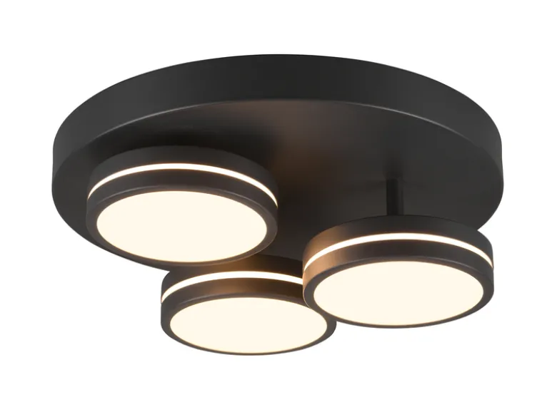 LED Deckenleuchte FRANKLIN 3 flammig Anthrazit mit Stufen Dimmer, Ø 35cm