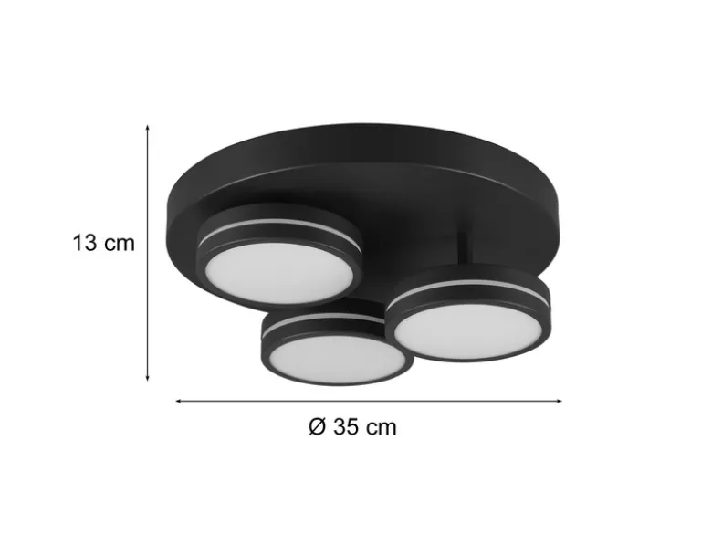 LED Deckenleuchte FRANKLIN 3 flammig Anthrazit mit Stufen Dimmer, Ø 35cm