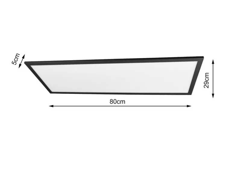 LED Deckenleuchte GAMMA Schwarz Panel mit Nachtlicht rechteckig, Breite 80cm