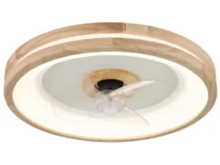 LED Deckenleuchte GATIAN mit Ventilator und Fernbedienung aus Holz, Ø 50cm
