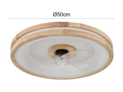 LED Deckenleuchte GATIAN mit Ventilator und Fernbedienung aus Holz, Ø 50cm