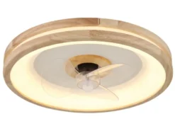 LED Deckenleuchte GATIAN mit Ventilator und Fernbedienung aus Holz, Ø 50cm